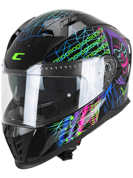 CGM Blast Tech 311T Full Face με Sun Visor ECE 22.06 Black / Violet / Green Fluo