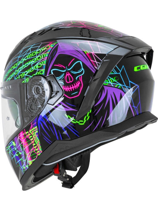 CGM Blast Tech 311T Black / Violet / Green Fluo Κράνος Μηχανής Full Face ECE 22.06 1550gr με Pinlock και Sunvisor