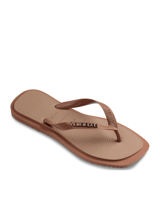 Top Square Flip Flops in Beige Colour