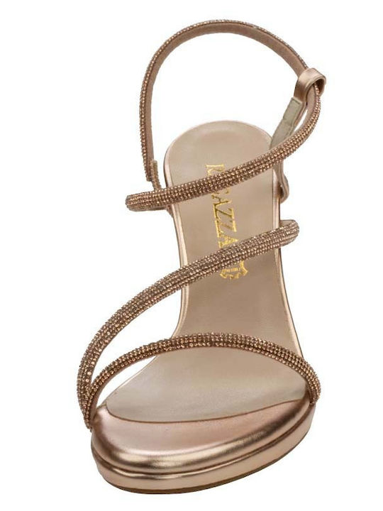 Leather Sandals with Strass Copper/Xalco