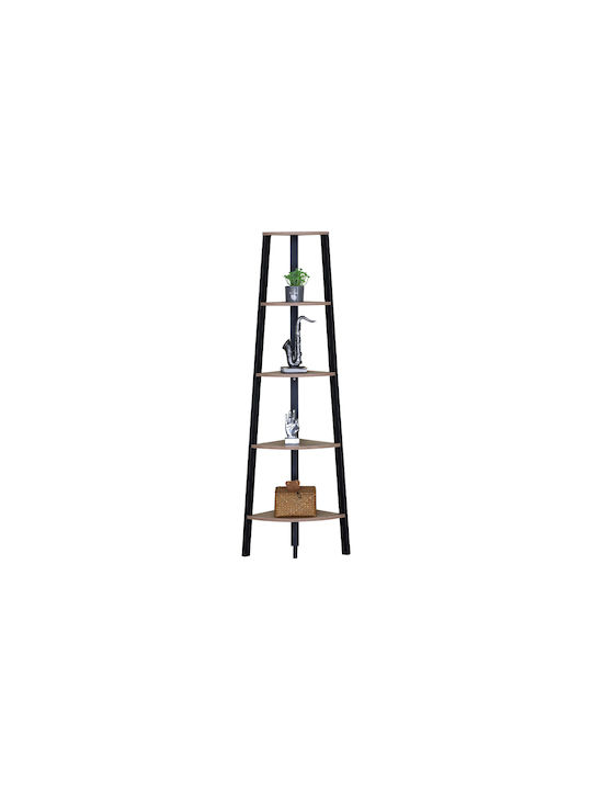 Corner Bookcase Black 53.4x37.8x160.3 cm