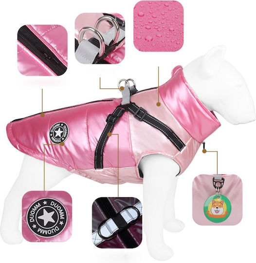 Animal Hundemantel Wasserdicht Rosa mit Rückenlänge 45 cm.