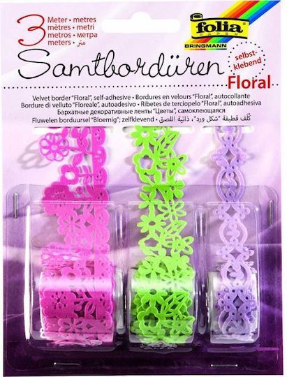 Folia Αυτοκόλλητη Ταινία Διακόσμησης Floral 3τμχ Δαντέλες Αυτοκόλλητες 3x1μ.