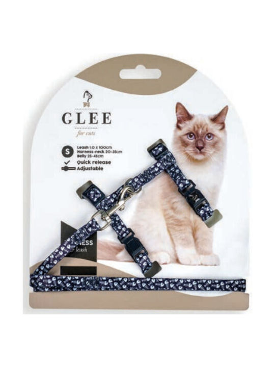 Glee Fishbone Σαμαράκι Γάτας με Οδηγό Μαύρο 20 - 35cm