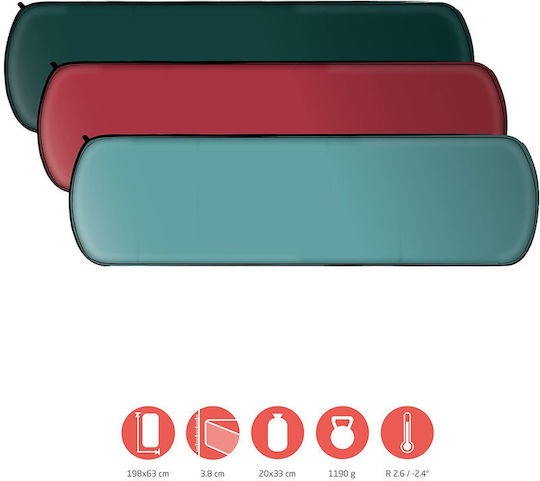 Grand Canyon Hattan Self-Inflating Single Camping Sleeping Mat 198x63cm Thickness 3.8cm in Red color