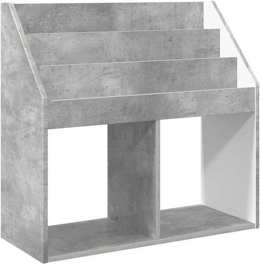Bibliotecă Din Lemn Gri Pentru Pardoseală 72,5x29,5x69cm