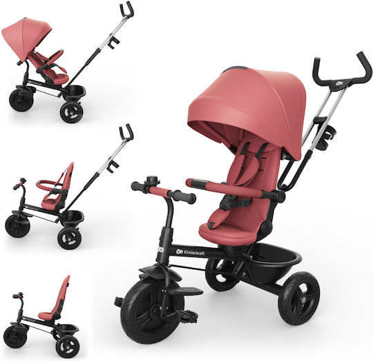 Kinderkraft Aston 2 Plus Triciclete Pentru Copii Cu Mâner Pentru Părinți Roz