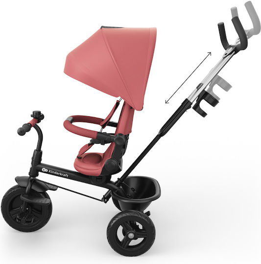 Kinderkraft Aston 2 Plus Triciclete Pentru Copii Cu Mâner Pentru Părinți Roz