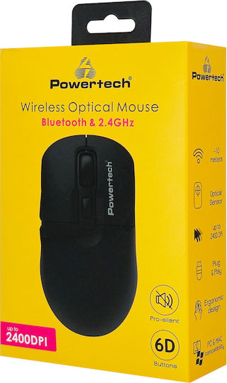 Powertech PT-1543 Безжична Ергономична Bluetooth Мишка Черна