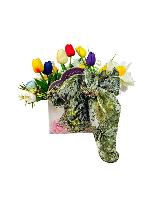 Mother's Day Floral Arrangement Tulips Handcrafted Daffodils Elegant Scarf Butterfly Brooch Mother's Day Floral Arrangement Tulips Handcrafted Daffodils Elegant Scarf Butterfly Brooch