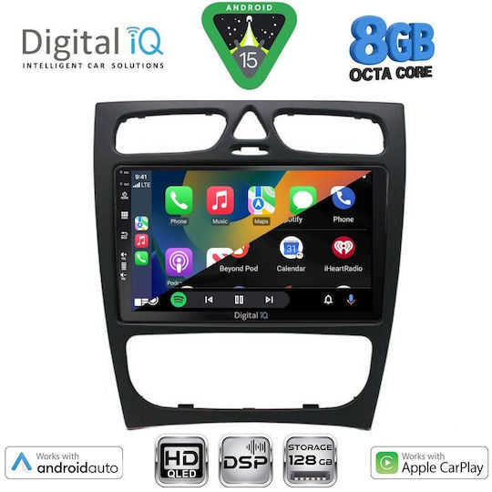 Digital IQ Ηχοσύστημα Αυτοκινήτου για Mercedes-Benz C Class 1999-2004 (Bluetooth/USB/WiFi/GPS/Apple-Carplay/Android-Auto) με Οθόνη Αφής 9"