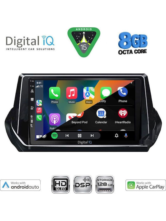 Digital IQ Car Audio System for Peugeot 208 2021-2026 Bluetooth USB Wi-Fi GPS Apple CarPlay Android Auto with 9 Inch Touch Screen DIGITAL IQ BXF 7509 CPAA