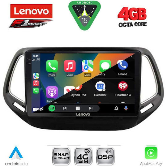 Lenovo Ηχοσύστημα Αυτοκινήτου για Jeep Compass 2016-2021 (Bluetooth/USB/WiFi/GPS/Apple-Carplay/Android-Auto) με Οθόνη Αφής 10"