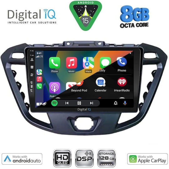 Digital IQ Car Audio System for Ford Transit Custom / Tourneo Custom 2013-2019 (Bluetooth/USB/WiFi/GPS/Apple CarPlay/Android Auto) with 9" Touch Screen