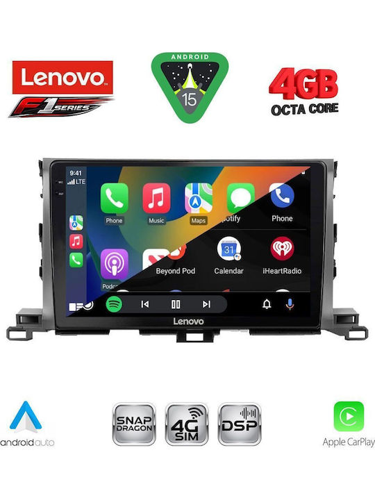 Lenovo Автомобилна Аудио Система за Toyota Highlander 2014-2019 (Bluetooth/USB/Вграден Wi-Fi/GPS/Apple CarPlay/Android Auto) с Touch Screen 10"