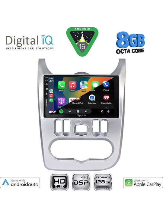 Digital IQ Car Audio System for Renault Logan Dacia Duster Logan Sandero 2006-2012 Bluetooth USB WiFi GPS Apple CarPlay Android Auto with 9" Touch Screen
