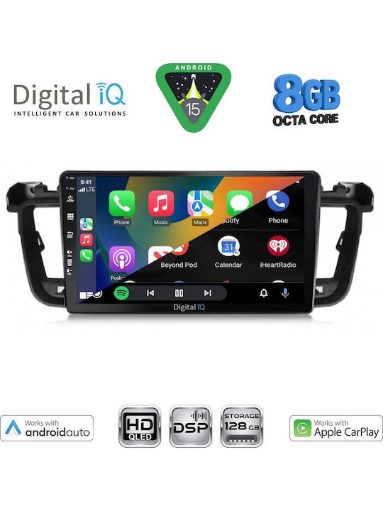 Digital IQ Car Audio System for Peugeot 508 2010-2016 (Bluetooth/USB/WiFi/GPS/Apple CarPlay/Android Auto) with 9" Touch Screen