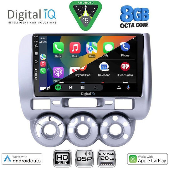 Digital IQ Car Audio System for Honda Jazz 2002-2008 with A/C Bluetooth USB Wi-Fi GPS Apple CarPlay Android Auto with 9-Inch Touch Screen