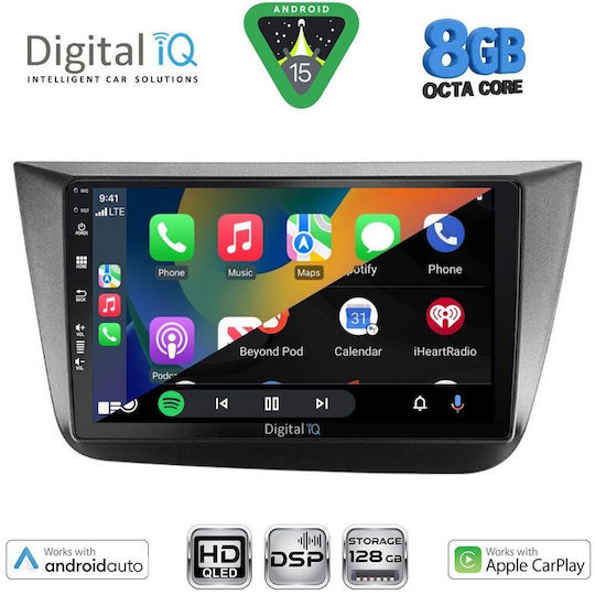 Digital IQ Ηχοσύστημα Αυτοκινήτου για Seat Altea 2004-2015 (Bluetooth/USB/WiFi/GPS/Apple-Carplay/Android-Auto) με Οθόνη Αφής 9"