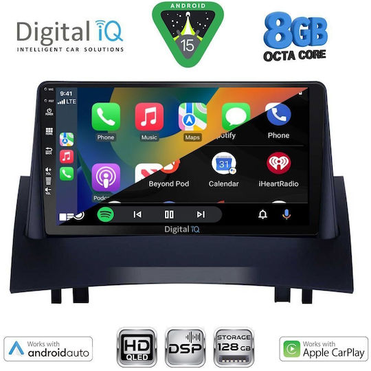Digital IQ Car Audio System for Renault Megane 2002-2008 Bluetooth USB WiFi GPS Apple CarPlay Android Auto with 9" Touch Screen