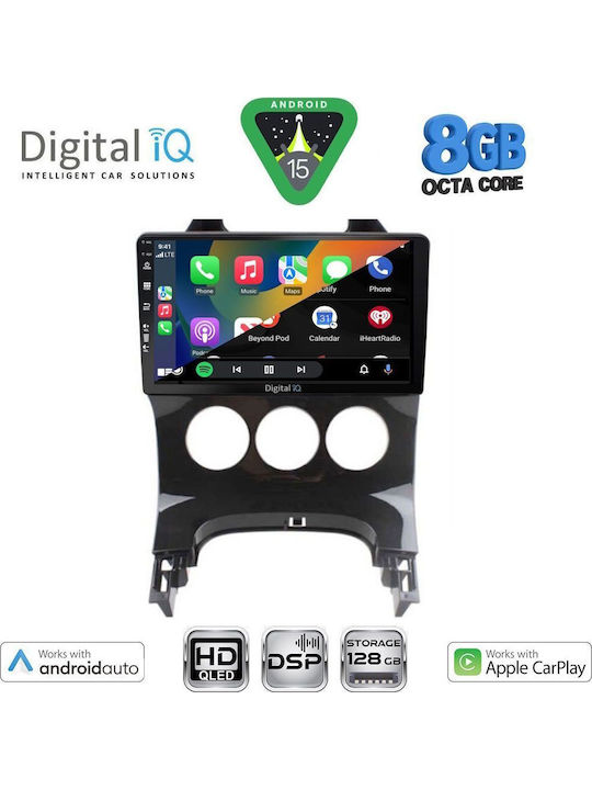 Digital IQ Car Audio System for Peugeot 3008 2008-2016 with A/C Bluetooth USB Wi-Fi GPS Apple CarPlay Android Auto 9-Inch Touch Screen