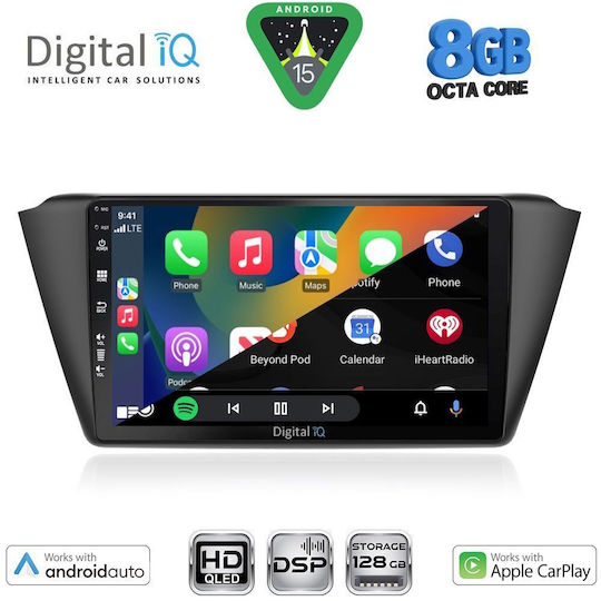 Digital IQ Car Audio System for Skoda Fabia 2015-2022 Bluetooth USB WiFi GPS Apple CarPlay Android Auto with 9" Touch Screen