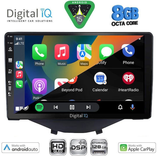 Digital IQ Ηχοσύστημα Αυτοκινήτου για Toyota Aygo 2014-2024 με Clima (Bluetooth/USB/WiFi/GPS/Apple-Carplay/Android-Auto) με Οθόνη Αφής 9"