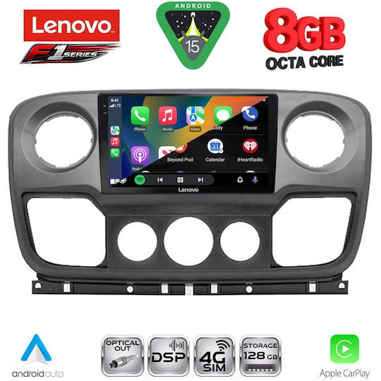 Lenovo Car Audio System for Opel Movano Renault Master Nissan NV400 2010-2020 (Bluetooth/USB/WiFi/GPS/Apple CarPlay/Android Auto) with 10" Touch Screen