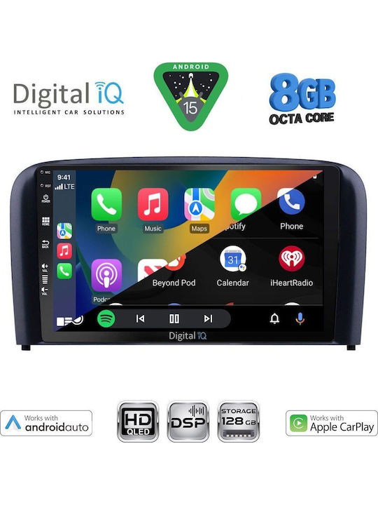 Digital IQ Car Audio System for Volvo S80 1998-2006 (Bluetooth/USB/WiFi/GPS/Apple CarPlay/Android Auto) with 9" Touch Screen