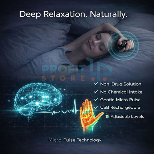 Adjustable Mini Device with Microcurrent Technology for Sleep Improvement and Instant Relaxation in Black Color