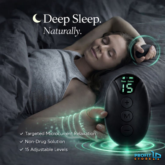 Adjustable Mini Device with Microcurrent Technology for Sleep Improvement and Instant Relaxation in Black Color