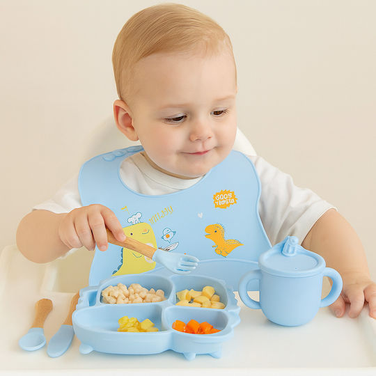Brivoo Baby- und Kinder-Essgeschirr aus Hellblauer Silikon 6er Set für 6+ Monate
