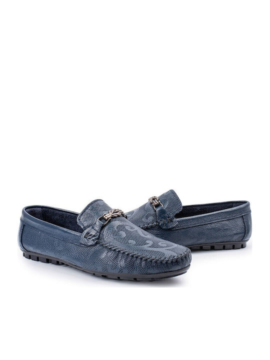 Leder Herren Mokassins in Blau Farbe