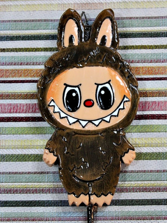 Osterkerze Runde Handgefertigt Plakette Süßes Teddybär 20,5cm Braun