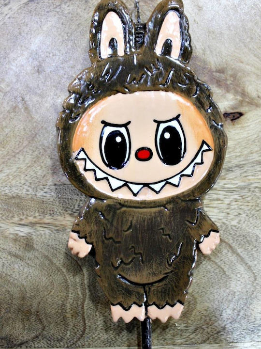 Osterkerze Runde Handgefertigt Plakette Süßes Teddybär 20,5cm Braun