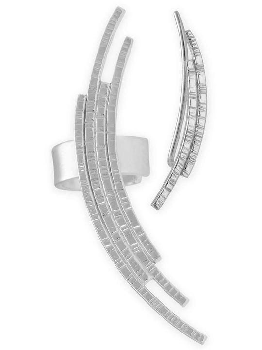 Ohrring Unisex Ear Cuff Pin Linkses Ohr Handgefertigt Silber 925
