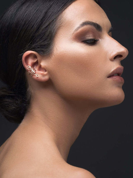 Σκουλαρίκι Ear Cuff Σπείρες Αριστερό Αυτί Χειροποίητο Επιχρυσωμένο Ασήμι 925