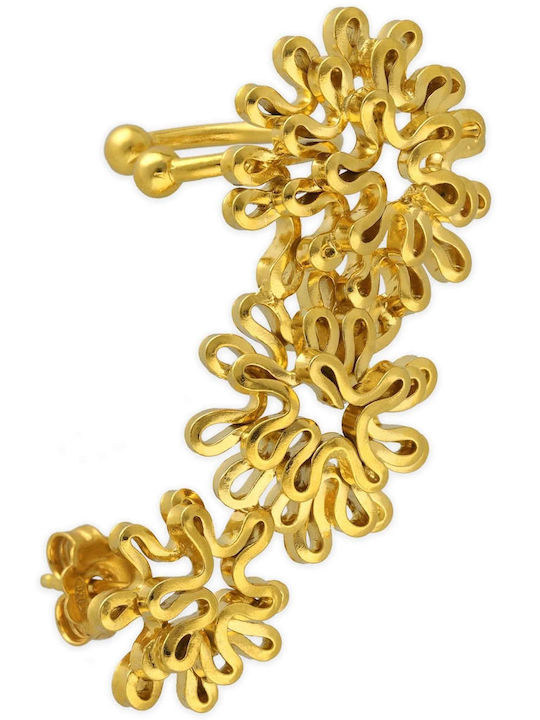 Обица Ear Cuff Цвете Вдясно Ухо Ръчно Изработено Сребърно 925