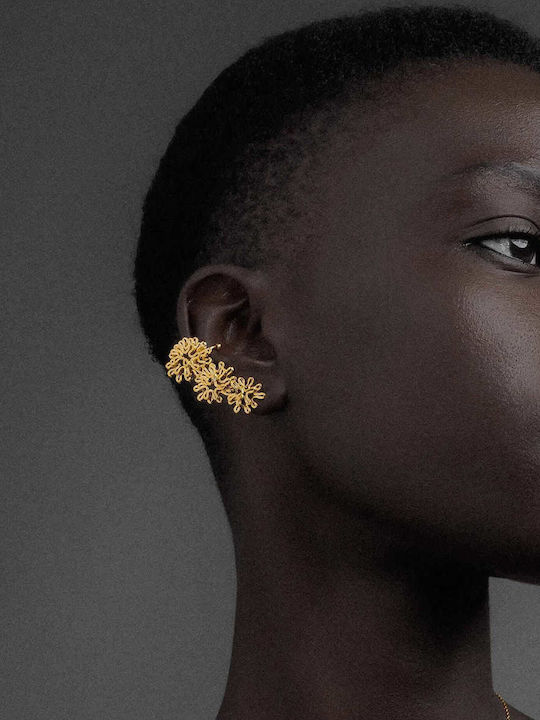 Обица Ear Cuff Цвете Вдясно Ухо Ръчно Изработено Сребърно 925