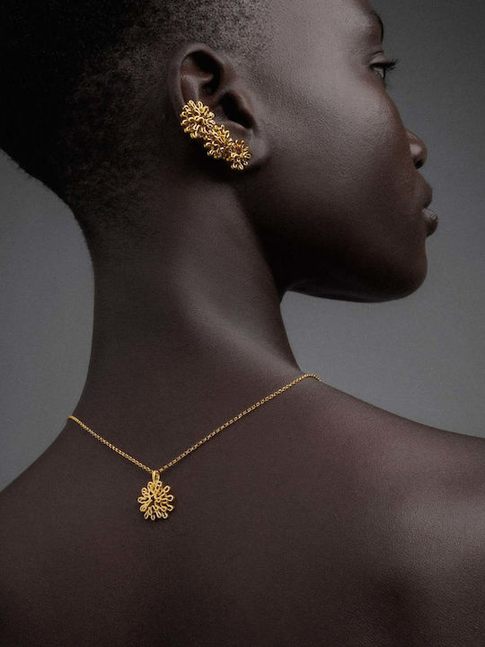 Обица Ear Cuff Цвете Вдясно Ухо Ръчно Изработено Сребърно 925