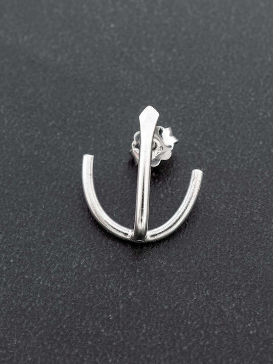 Herren Ohrring Anker Handgefertigt Schwarzes Silber 925