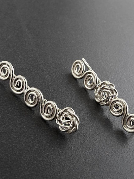 Cercei Asimetrici Pins Spirale Handmade Argint 925 Placat Cu Aur