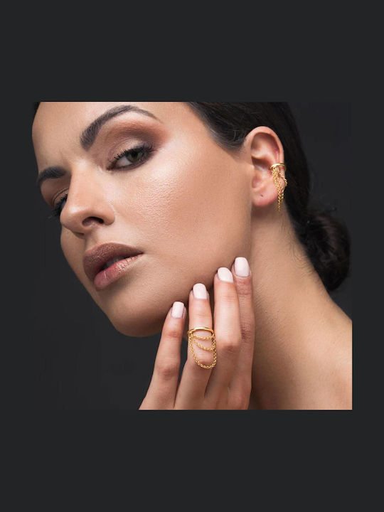 Cercei Ear Cuff Lanțuri Handmade Roz Placat Cu Aur Argint 925