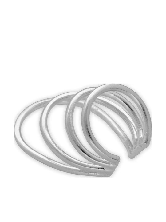 Ohrring Manschette Vier Ringe Handgefertigt Rosa Vergoldetes Silber 925