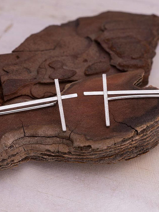 Handmade Rose Gold Plated Silver 925 Cross Pins Earrings