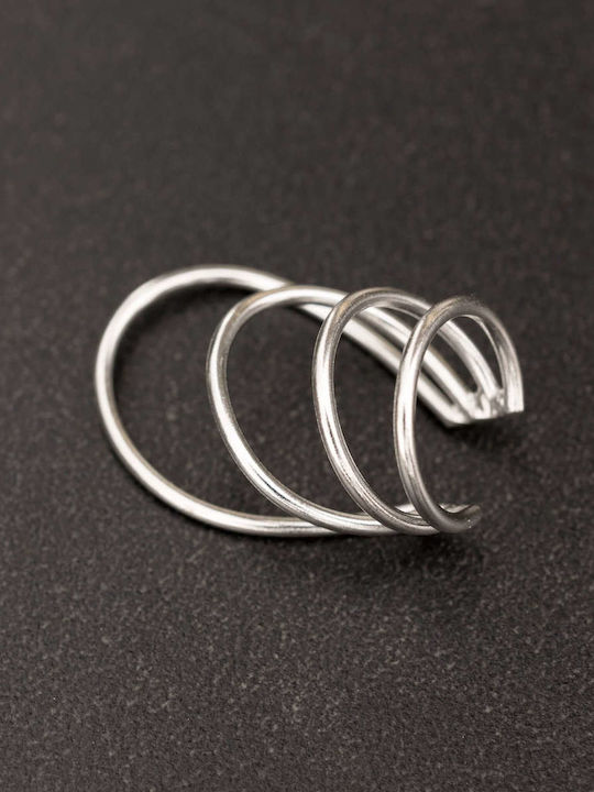 Ohrring Manschette Vier Ringe Handgefertigt Rosa Vergoldetes Silber 925