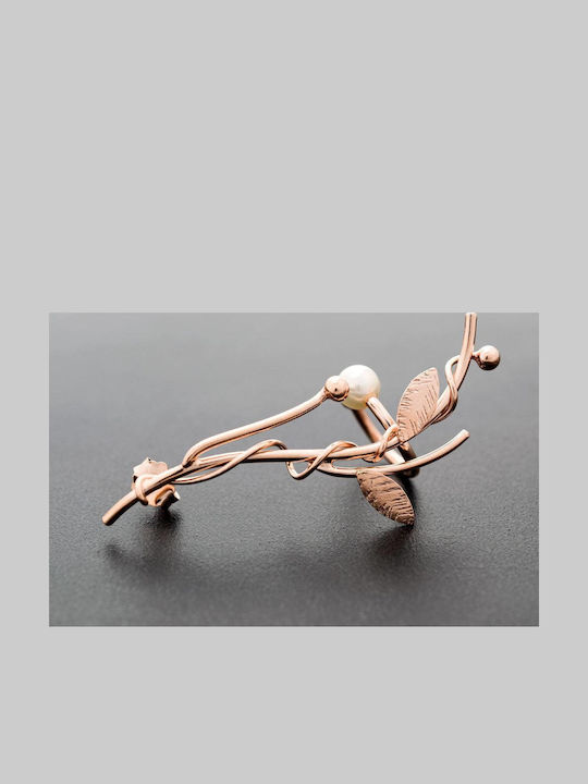 Ohrring Ear Cuff Astsäge Perle Links Handgefertigt Vergoldetes Silber 925