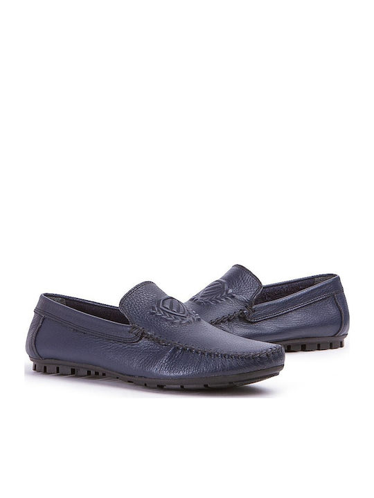 Leather Men's Moccasins in Blue Colour