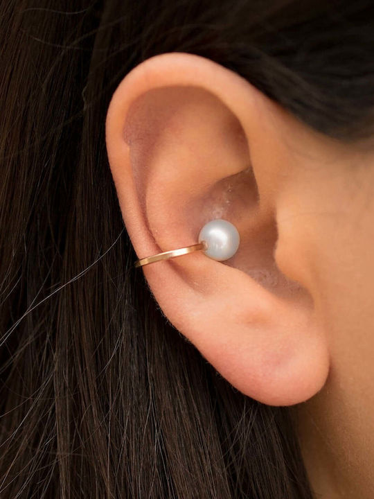 Обица Ear Cuff Перла Ръчно Изработено Сребърно 925