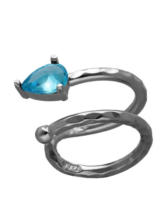 Ohrring Ear Cuff Schlange Klein Schwarze Steine Rechts Ohr Handgefertigt Vergoldetes Silber 925